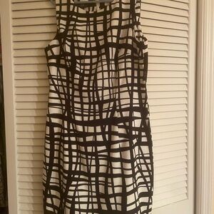 AGB Chic Black and White Grid Midi Dress
